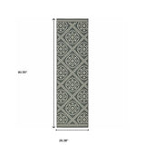 2' X 8' Gray and Ivory Geometric Stain Resistant Indoor Outdoor Area Rug - Homeroots - Flyclothing LLC