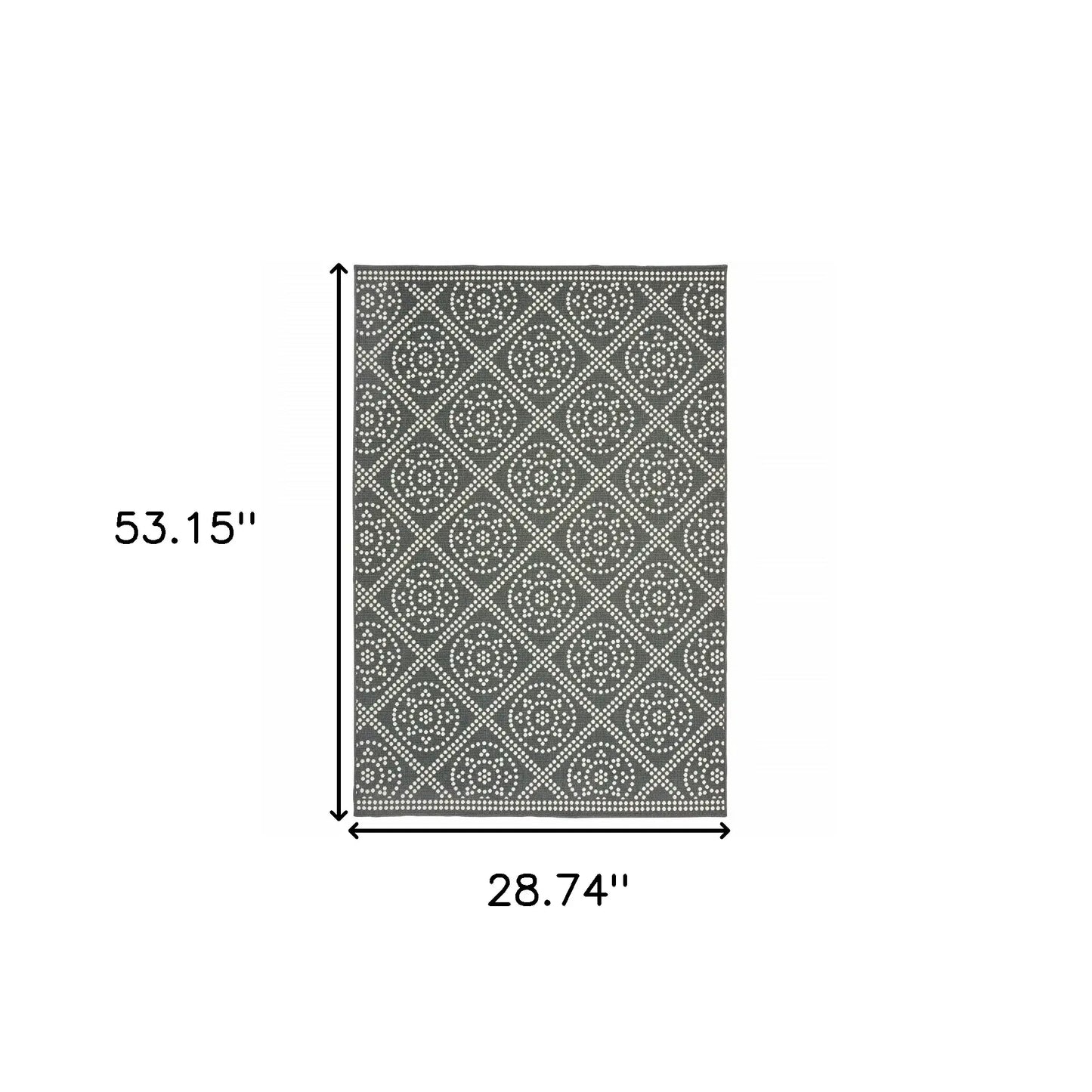 2' X 4' Gray and Ivory Geometric Stain Resistant Indoor Outdoor Area Rug - Homeroots - Flyclothing LLC