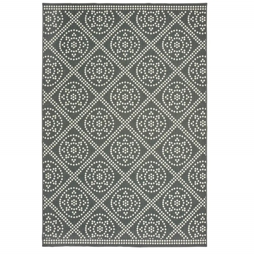 4' X 6' Gray and Ivory Geometric Stain Resistant Indoor Outdoor Area Rug - Homeroots - Flyclothing LLC