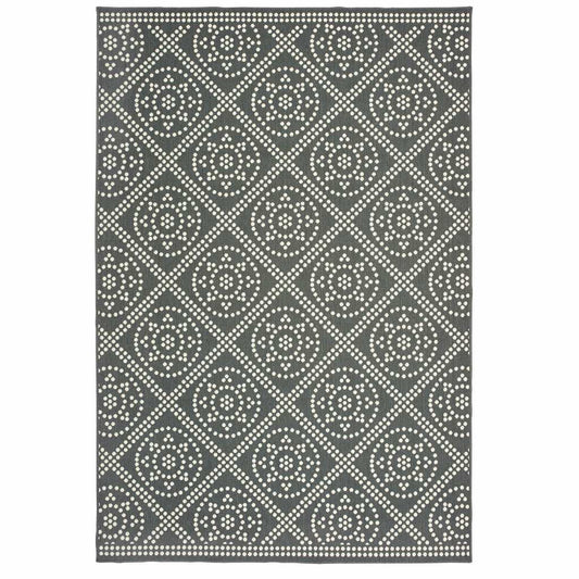 4' X 6' Gray and Ivory Geometric Stain Resistant Indoor Outdoor Area Rug - Homeroots - Flyclothing LLC