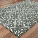 7' X 10' Gray and Ivory Geometric Stain Resistant Indoor Outdoor Area Rug - Homeroots - Flyclothing LLC