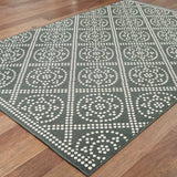 9' X 13' Gray and Ivory Geometric Stain Resistant Indoor Outdoor Area Rug - Homeroots - Flyclothing LLC