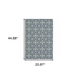 2' X 4' Ivory and Blue Geometric Stain Resistant Indoor Outdoor Area Rug - Homeroots - Flyclothing LLC