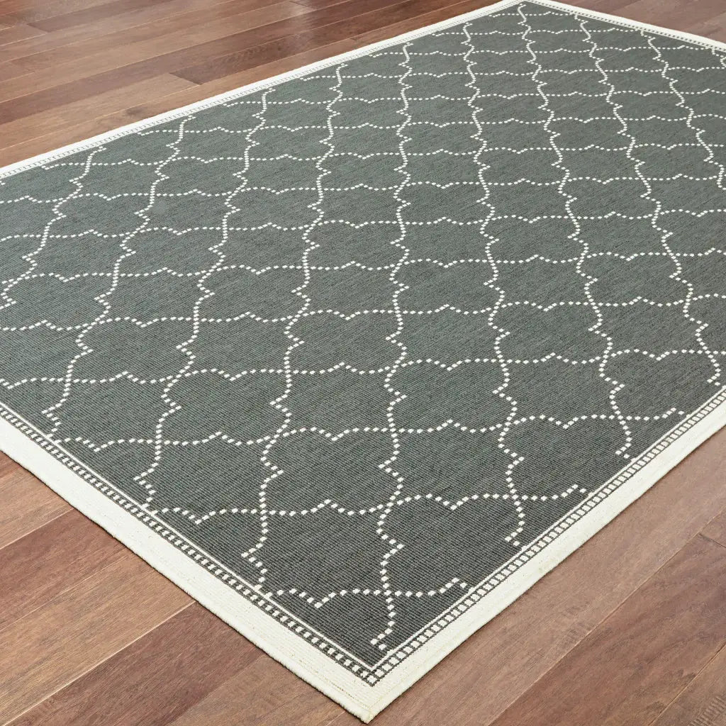 2' X 4' Gray and Ivory Geometric Stain Resistant Indoor Outdoor Area Rug - Homeroots - Flyclothing LLC