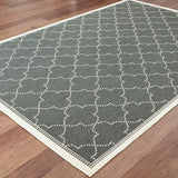 2' X 4' Gray and Ivory Geometric Stain Resistant Indoor Outdoor Area Rug