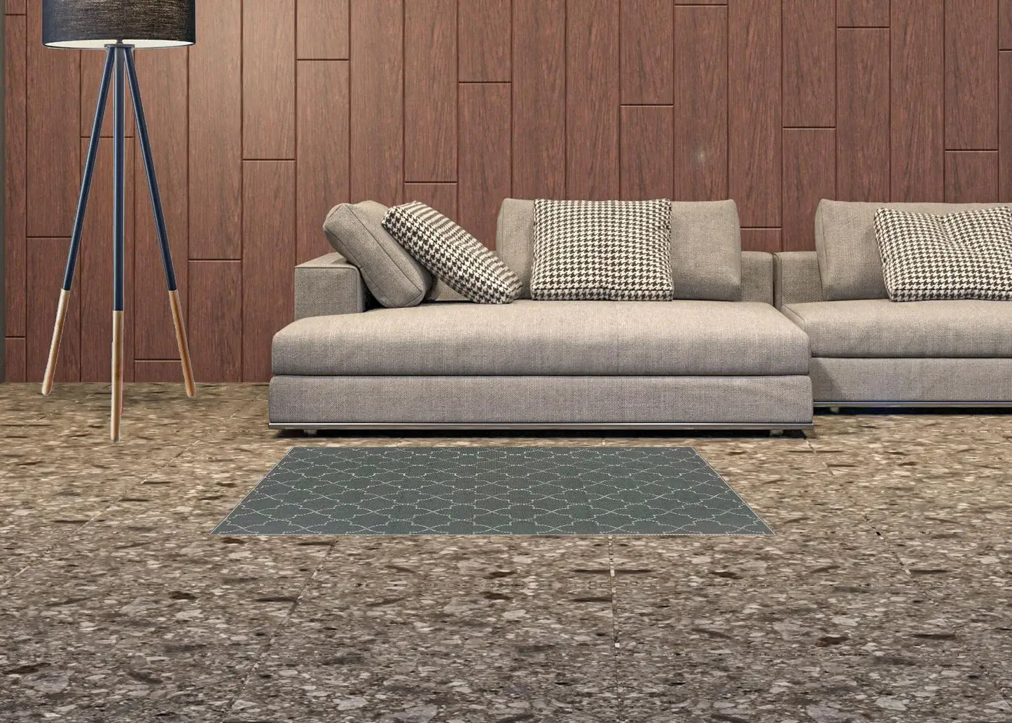 2' X 4' Gray and Ivory Geometric Stain Resistant Indoor Outdoor Area Rug - Homeroots - Flyclothing LLC