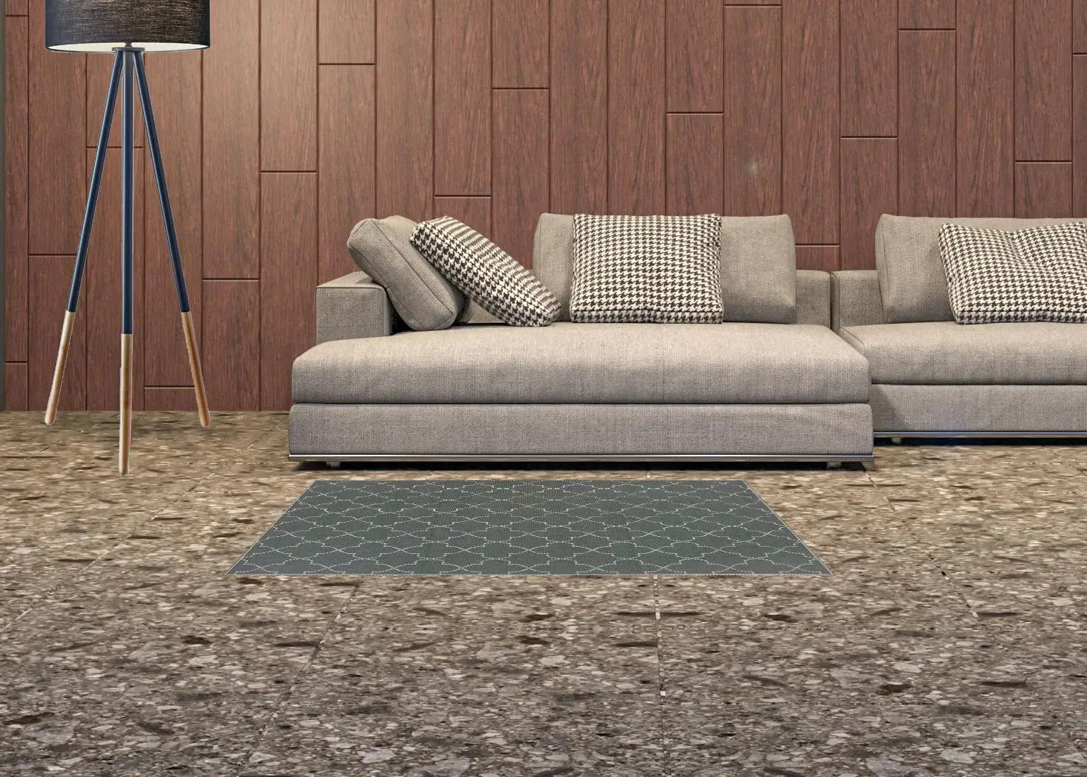 2' X 4' Gray and Ivory Geometric Stain Resistant Indoor Outdoor Area Rug - Homeroots - Flyclothing LLC