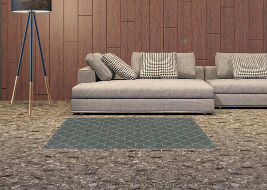 2' X 4' Gray and Ivory Geometric Stain Resistant Indoor Outdoor Area Rug - Homeroots - Flyclothing LLC