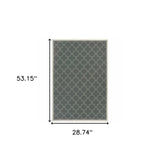 2' X 4' Gray and Ivory Geometric Stain Resistant Indoor Outdoor Area Rug - Homeroots - Flyclothing LLC