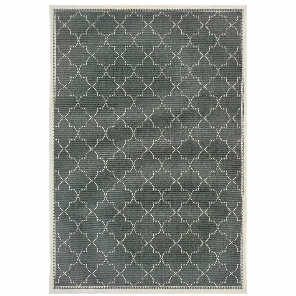 5' X 8' Gray and Ivory Geometric Stain Resistant Indoor Outdoor Area Rug - Homeroots - Flyclothing LLC