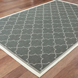 7' X 10' Gray and Ivory Geometric Stain Resistant Indoor Outdoor Area Rug - Homeroots - Flyclothing LLC