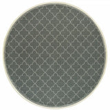 8' X 8' Gray and Ivory Round Geometric Stain Resistant Indoor Outdoor Area Rug - Homeroots - Flyclothing LLC