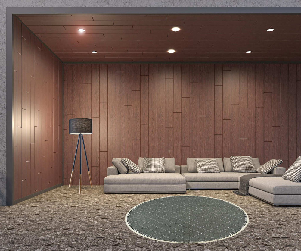 8' X 8' Gray and Ivory Round Geometric Stain Resistant Indoor Outdoor Area Rug - Homeroots - Flyclothing LLC