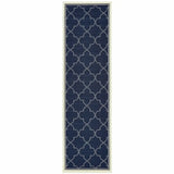 2' X 8' Blue and Ivory Geometric Stain Resistant Indoor Outdoor Area Rug - Homeroots - Flyclothing LLC