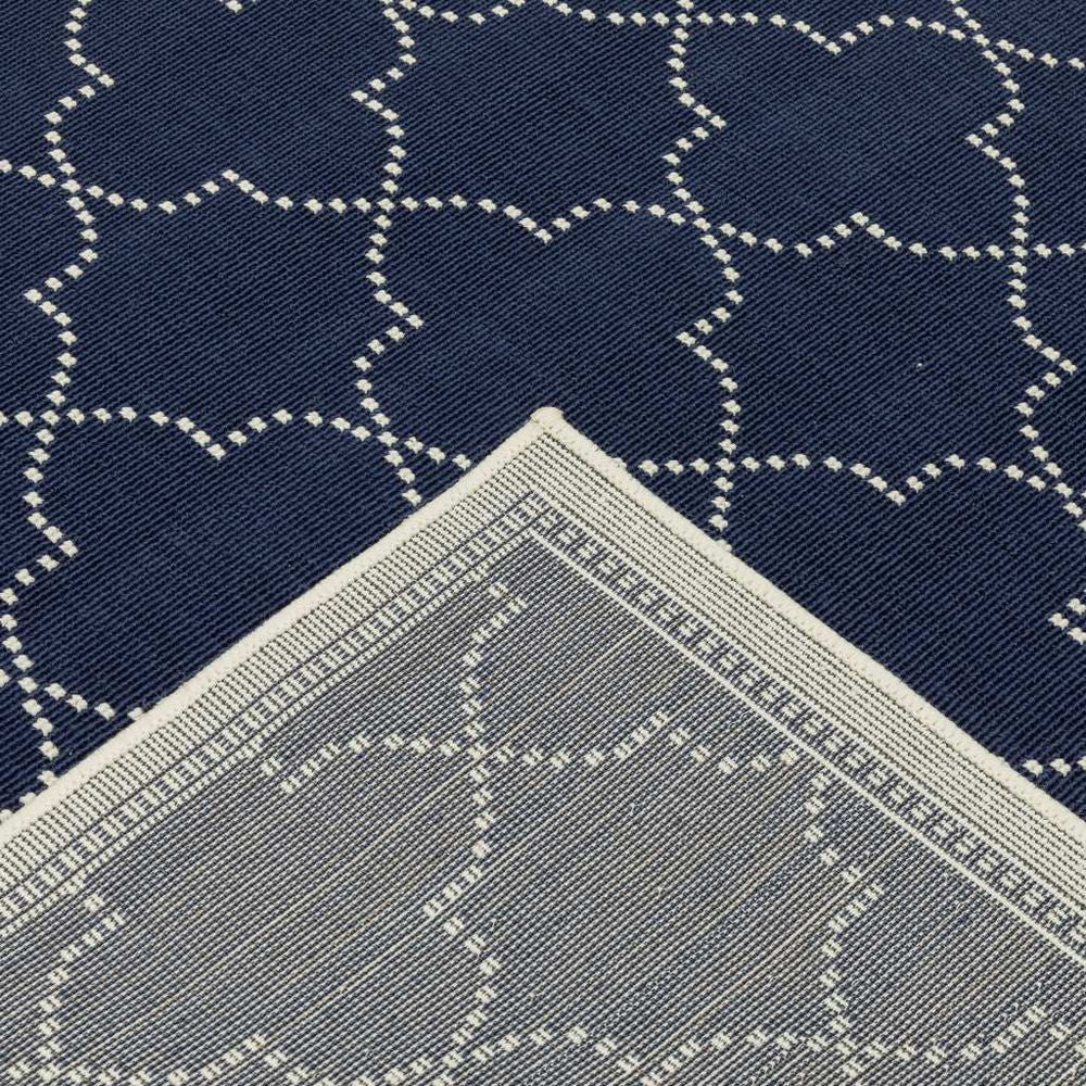 2' X 8' Blue and Ivory Geometric Stain Resistant Indoor Outdoor Area Rug - Homeroots - Flyclothing LLC
