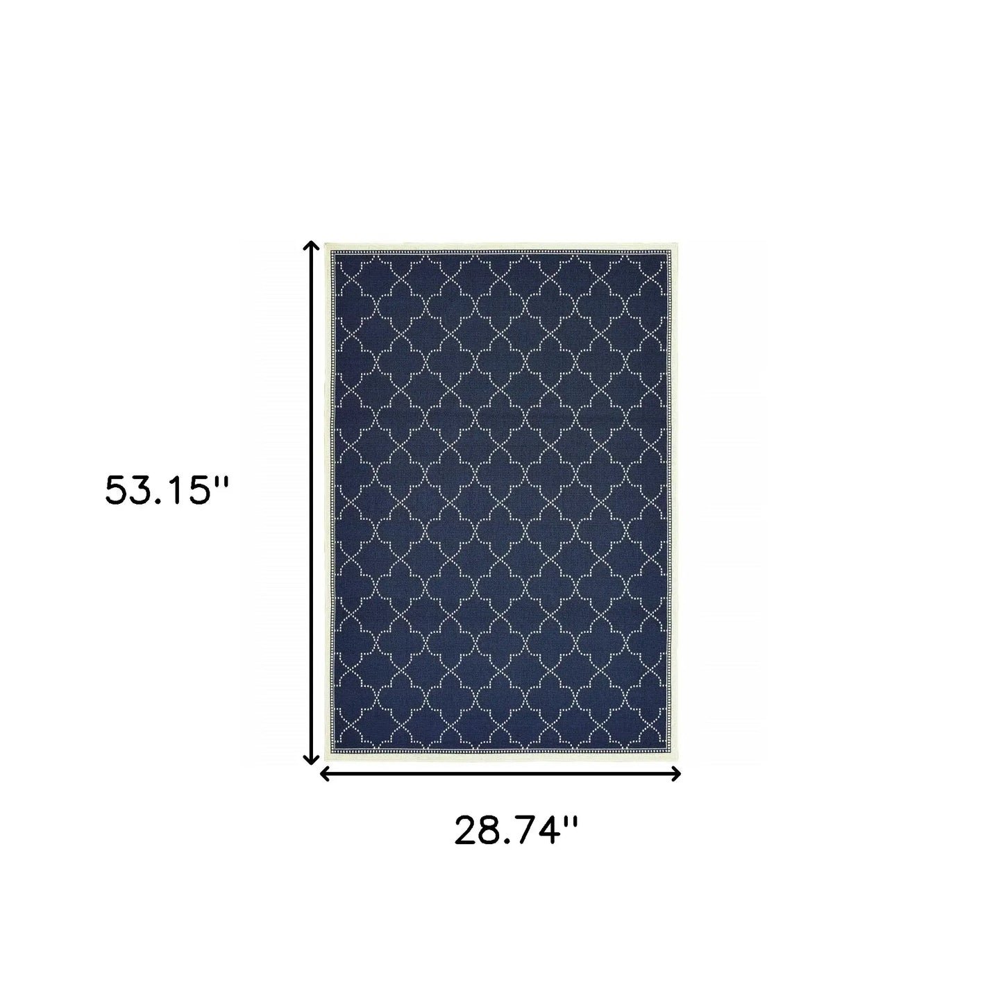 2' X 4' Blue and Ivory Geometric Stain Resistant Indoor Outdoor Area Rug - Homeroots - Flyclothing LLC