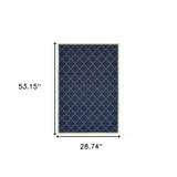 2' X 4' Blue and Ivory Geometric Stain Resistant Indoor Outdoor Area Rug - Homeroots - Flyclothing LLC