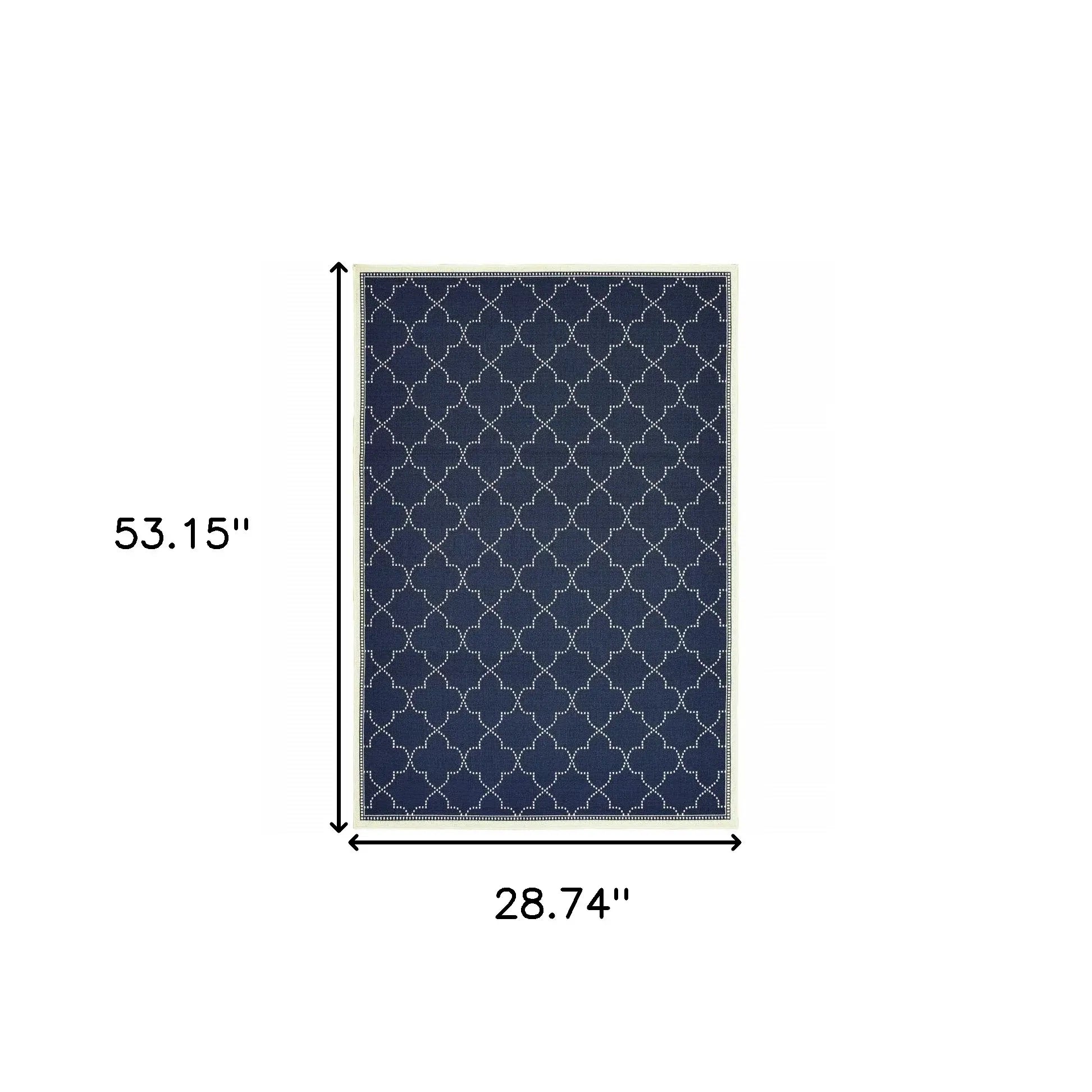 2' X 4' Blue and Ivory Geometric Stain Resistant Indoor Outdoor Area Rug - Homeroots - Flyclothing LLC