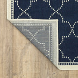 2' X 4' Blue and Ivory Geometric Stain Resistant Indoor Outdoor Area Rug - Homeroots - Flyclothing LLC