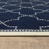 5' X 8' Blue and Ivory Geometric Stain Resistant Indoor Outdoor Area Rug - Homeroots - Flyclothing LLC