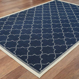 5' X 8' Blue and Ivory Geometric Stain Resistant Indoor Outdoor Area Rug - Homeroots - Flyclothing LLC