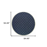 8' X 8' Blue and Ivory Round Geometric Stain Resistant Indoor Outdoor Area Rug - Homeroots - Flyclothing LLC