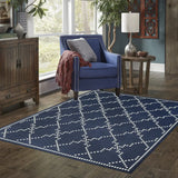 2' X 4' Blue and Ivory Geometric Stain Resistant Indoor Outdoor Area Rug - Homeroots - Flyclothing LLC