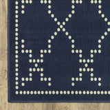 2' X 8' Blue and Ivory Geometric Stain Resistant Indoor Outdoor Area Rug - Homeroots