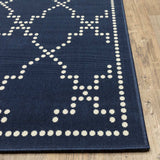 2' X 8' Blue and Ivory Geometric Stain Resistant Indoor Outdoor Area Rug - Homeroots - Flyclothing LLC