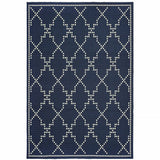 2' X 4' Blue and Ivory Geometric Stain Resistant Indoor Outdoor Area Rug - Homeroots - Flyclothing LLC
