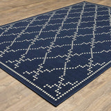 2' X 4' Blue and Ivory Geometric Stain Resistant Indoor Outdoor Area Rug - Homeroots - Flyclothing LLC