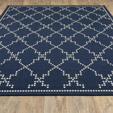 2' X 4' Blue and Ivory Geometric Stain Resistant Indoor Outdoor Area Rug - Homeroots - Flyclothing LLC