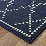 4' X 6' Blue and Ivory Geometric Stain Resistant Indoor Outdoor Area Rug - Homeroots - Flyclothing LLC
