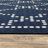 7' X 10' Blue and Ivory Geometric Stain Resistant Indoor Outdoor Area Rug - Homeroots - Flyclothing LLC