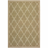 2' X 4' Tan Geometric Stain Resistant Indoor Outdoor Area Rug - Homeroots