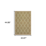 2' X 4' Tan Geometric Stain Resistant Indoor Outdoor Area Rug - Homeroots - Flyclothing LLC