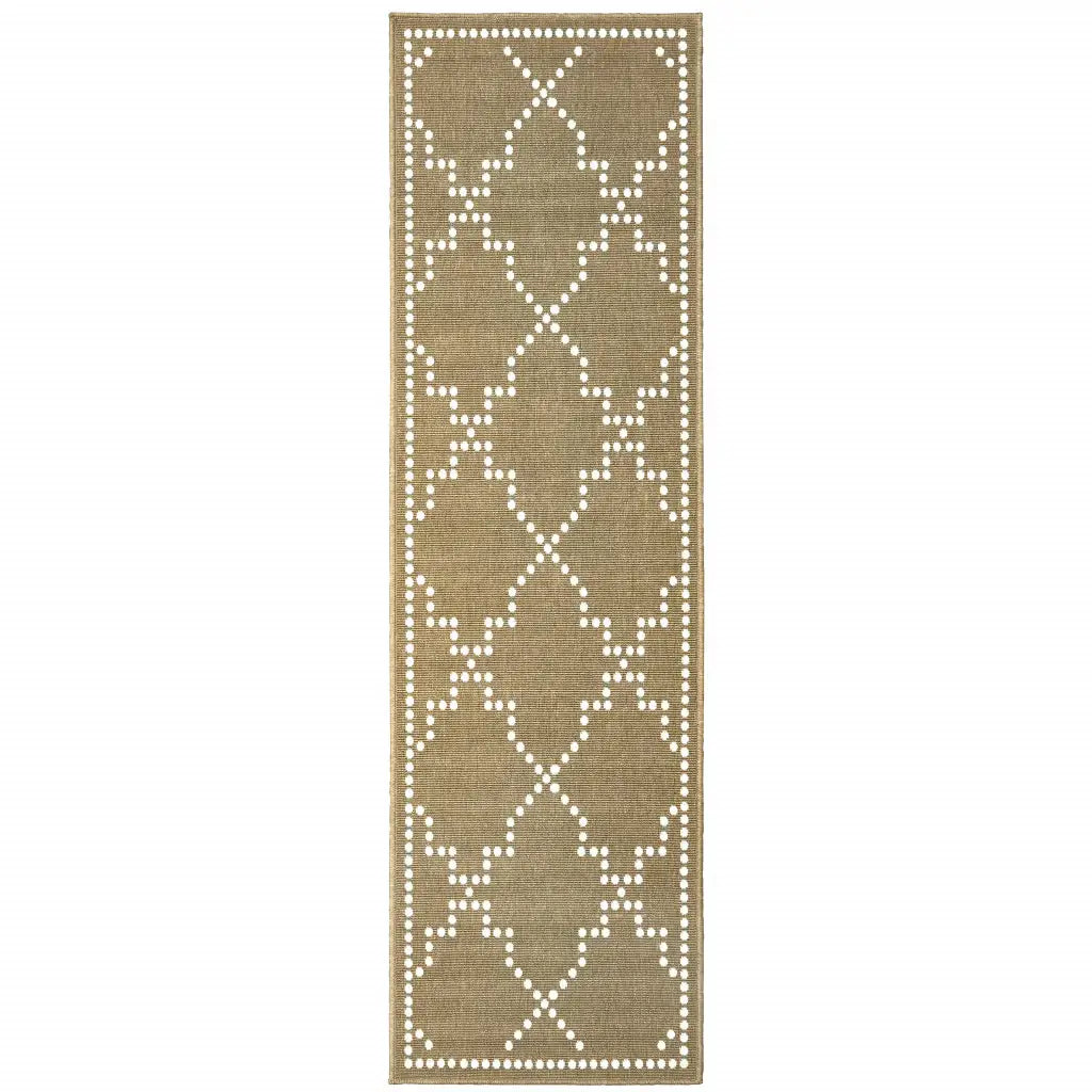 2' X 8' Tan Geometric Stain Resistant Indoor Outdoor Area Rug - Homeroots - Flyclothing LLC