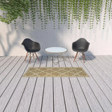 2' X 8' Tan Geometric Stain Resistant Indoor Outdoor Area Rug - Homeroots - Flyclothing LLC