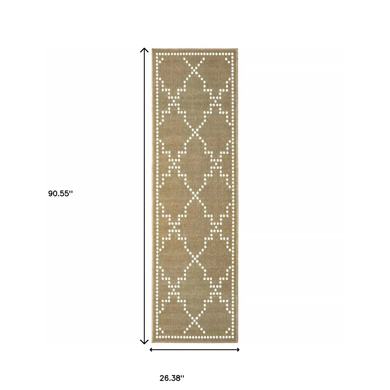 2' X 8' Tan Geometric Stain Resistant Indoor Outdoor Area Rug - Homeroots - Flyclothing LLC
