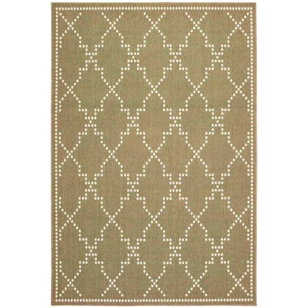 2' X 4' Tan Geometric Stain Resistant Indoor Outdoor Area Rug - Homeroots - Flyclothing LLC