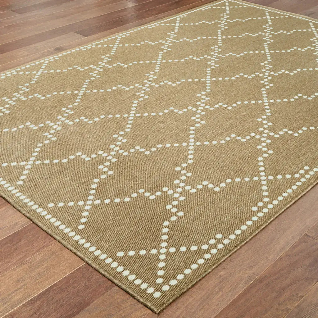 2' X 4' Tan Geometric Stain Resistant Indoor Outdoor Area Rug - Homeroots - Flyclothing LLC