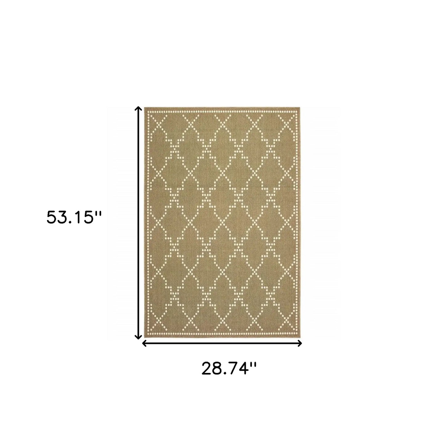2' X 4' Tan Geometric Stain Resistant Indoor Outdoor Area Rug - Homeroots - Flyclothing LLC