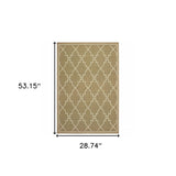 2' X 4' Tan Geometric Stain Resistant Indoor Outdoor Area Rug - Homeroots - Flyclothing LLC