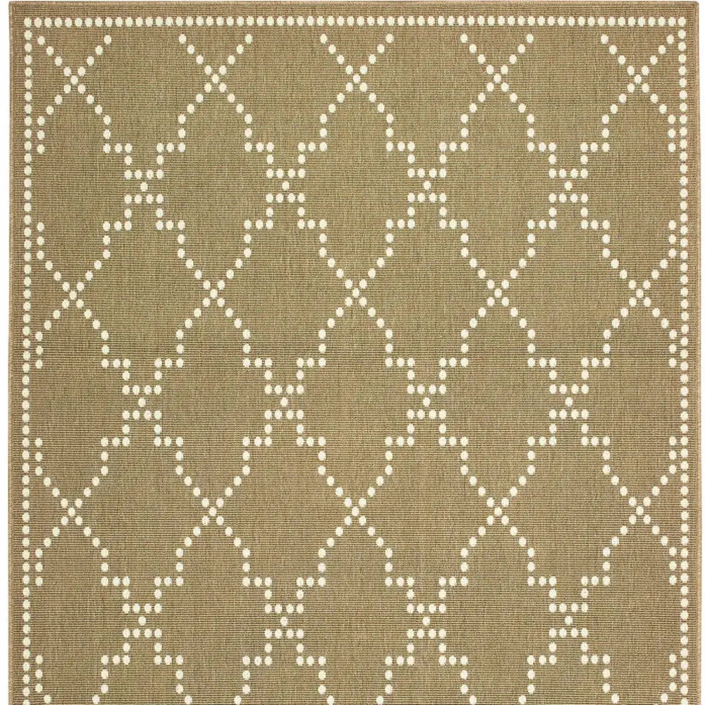 2' X 4' Tan Geometric Stain Resistant Indoor Outdoor Area Rug - Homeroots - Flyclothing LLC