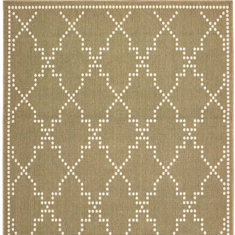 2' X 4' Tan Geometric Stain Resistant Indoor Outdoor Area Rug - Homeroots - Flyclothing LLC