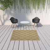 5' X 8' Tan Geometric Stain Resistant Indoor Outdoor Area Rug - Homeroots - Flyclothing LLC