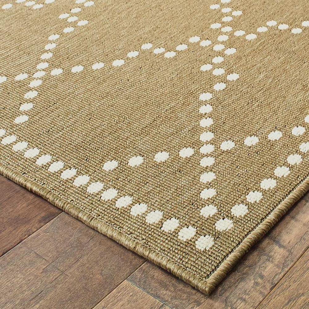 8' X 11' Tan Geometric Stain Resistant Indoor Outdoor Area Rug - Homeroots - Flyclothing LLC