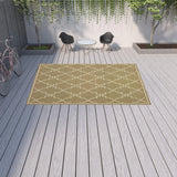 9' X 13' Tan Geometric Stain Resistant Indoor Outdoor Area Rug - Homeroots - Flyclothing LLC