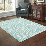 2' X 3' Blue and Ivory Floral Stain Resistant Indoor Outdoor Area Rug - Homeroots - Flyclothing LLC