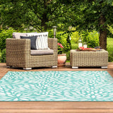 2' X 3' Blue and Ivory Floral Stain Resistant Indoor Outdoor Area Rug - Homeroots - Flyclothing LLC